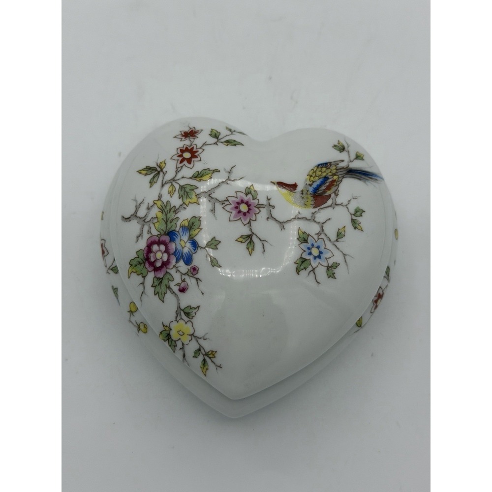 Vintage Rochard Limoges Beautiful Porcelain Heart Shaped Trinket Box - Floral 5"